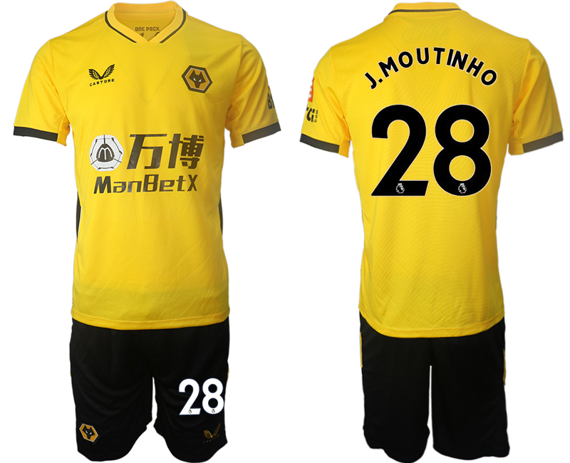 Men 2021-2022 Club Wolverhampton Wanderers home yellow #28 Soccer Jersey